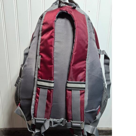 Outdoor Products Gray Maroon Multi Compartment Backpack Padded Straps - Picture 3 of 7